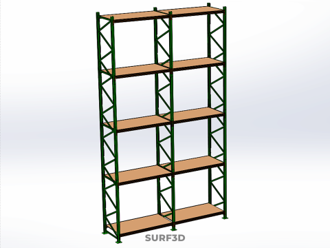 VERTICAL TOWER WOOD STEEL WAREHOUSE METAL SHELVING STORAGE RACK 3D 模型