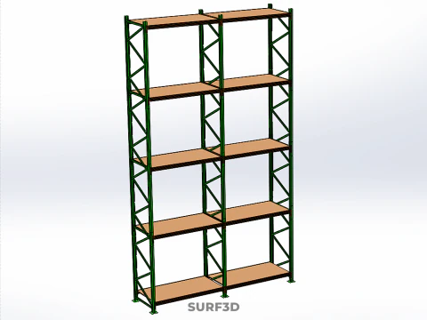 VERTICAL TOWER WOOD STEEL WAREHOUSE METAL SHELVING STORAGE RACK 3D Model