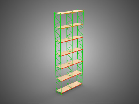 UPRIGHT TOWER WOOD STEEL WAREHOUSE METAL SHELVING STORAGE RACK 3D Model