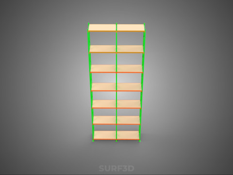 UPRIGHT TOWER WOOD STEEL WAREHOUSE METAL SHELVING STORAGE RACK 3D Model