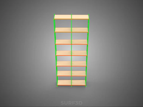 UPRIGHT TOWER WOOD STEEL WAREHOUSE METAL SHELVING STORAGE RACK 3D Model