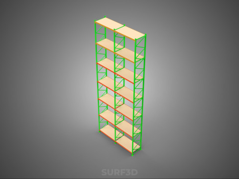 UPRIGHT TOWER WOOD STEEL WAREHOUSE METAL SHELVING STORAGE RACK 3D Model