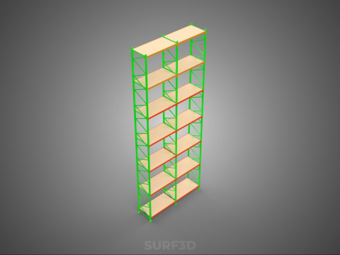 UPRIGHT TOWER WOOD STEEL WAREHOUSE METAL SHELVING STORAGE RACK 3D Model