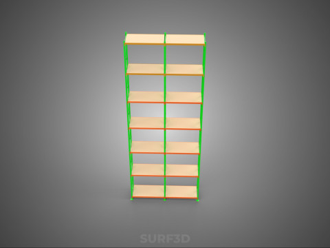 UPRIGHT TOWER WOOD STEEL WAREHOUSE METAL SHELVING STORAGE RACK 3D Model