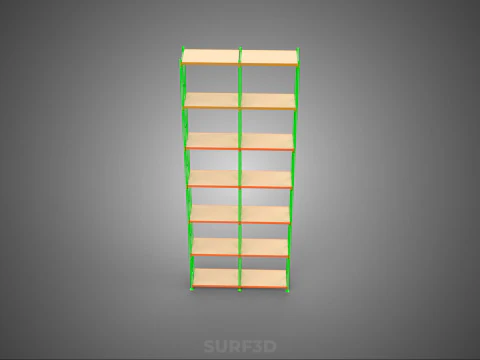 UPRIGHT TOWER WOOD STEEL WAREHOUSE METAL SHELVING STORAGE RACK 3D Model