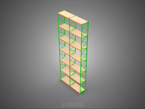 UPRIGHT TOWER WOOD STEEL WAREHOUSE METAL SHELVING STORAGE RACK 3D Model