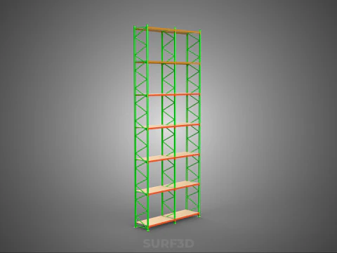 UPRIGHT TOWER WOOD STEEL WAREHOUSE METAL SHELVING STORAGE RACK 3D Model