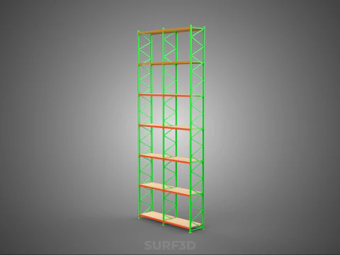 UPRIGHT TOWER WOOD STEEL WAREHOUSE METAL SHELVING STORAGE RACK 3D Model