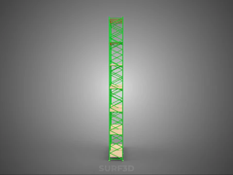 UPRIGHT TOWER WOOD STEEL WAREHOUSE METAL SHELVING STORAGE RACK 3D Model