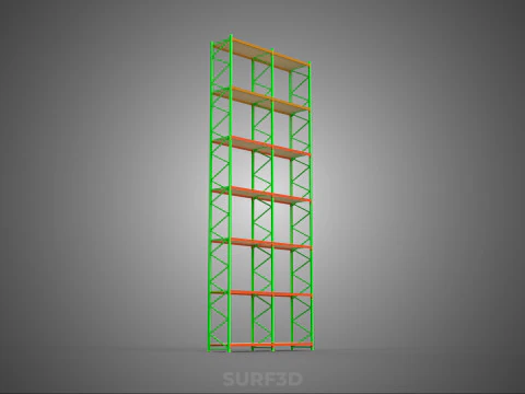 UPRIGHT TOWER WOOD STEEL WAREHOUSE METAL SHELVING STORAGE RACK 3D Model