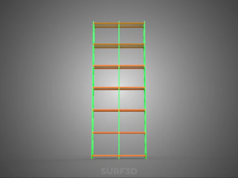 UPRIGHT TOWER WOOD STEEL WAREHOUSE METAL SHELVING STORAGE RACK 3D Model