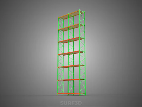 UPRIGHT TOWER WOOD STEEL WAREHOUSE METAL SHELVING STORAGE RACK 3D Model