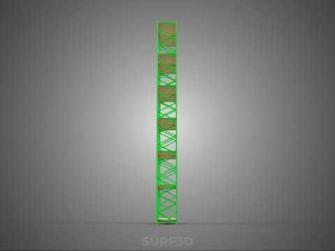 UPRIGHT TOWER WOOD STEEL WAREHOUSE METAL SHELVING STORAGE RACK 3D Model