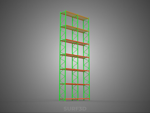 UPRIGHT TOWER WOOD STEEL WAREHOUSE METAL SHELVING STORAGE RACK 3D Model