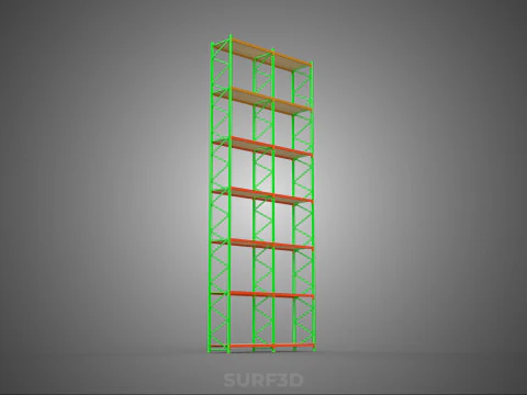 UPRIGHT TOWER WOOD STEEL WAREHOUSE METAL SHELVING STORAGE RACK 3D Model