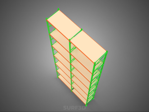 UPRIGHT TOWER WOOD STEEL WAREHOUSE METAL SHELVING STORAGE RACK 3D Model