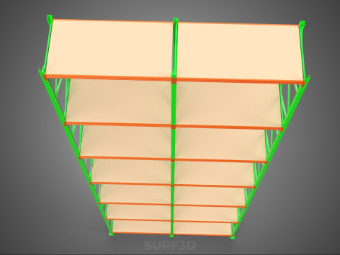 UPRIGHT TOWER WOOD STEEL WAREHOUSE METAL SHELVING STORAGE RACK 3D Model