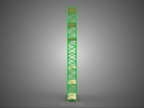 UPRIGHT TOWER WOOD STEEL WAREHOUSE METAL SHELVING STORAGE RACK 3D Model