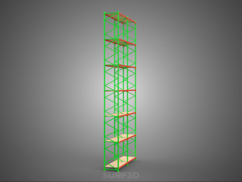 UPRIGHT TOWER WOOD STEEL WAREHOUSE METAL SHELVING STORAGE RACK 3D Model