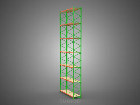 UPRIGHT TOWER WOOD STEEL WAREHOUSE METAL SHELVING STORAGE RACK 3D Model