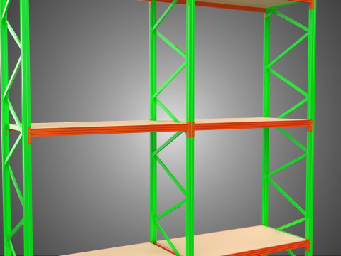 UPRIGHT TOWER WOOD STEEL WAREHOUSE METAL SHELVING STORAGE RACK 3D Model