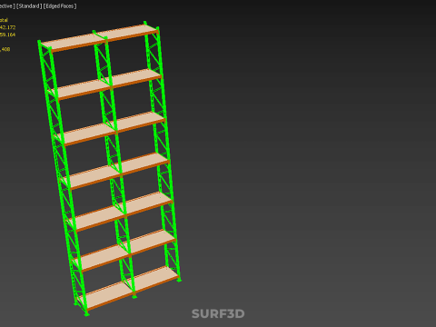 UPRIGHT TOWER WOOD STEEL WAREHOUSE METAL SHELVING STORAGE RACK 3D Model