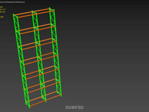 UPRIGHT TOWER WOOD STEEL WAREHOUSE METAL SHELVING STORAGE RACK 3D Model