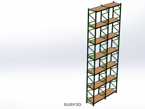 UPRIGHT TOWER WOOD STEEL WAREHOUSE METAL SHELVING STORAGE RACK 3D Model