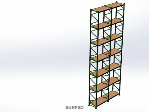 UPRIGHT TOWER WOOD STEEL WAREHOUSE METAL SHELVING STORAGE RACK 3D Model