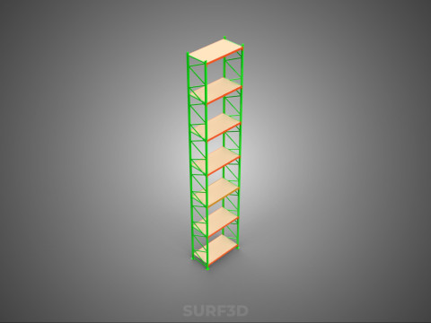 TOWER RACK UPRIGHT VERTICAL WOOD METAL WAREHOUSE SHELVES STORAGE Model 3D