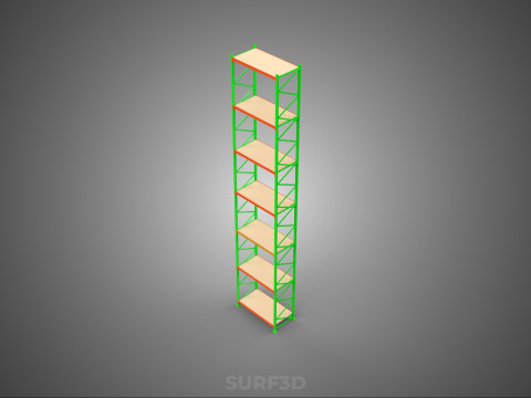 TOWER RACK UPRIGHT VERTICAL WOOD METAL WAREHOUSE SHELVES STORAGE Model 3D