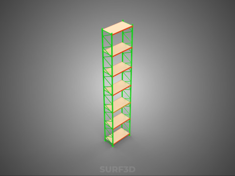 TOWER RACK UPRIGHT VERTICAL WOOD METAL WAREHOUSE SHELVES STORAGE Model 3D