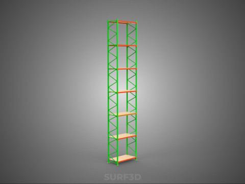 TOWER RACK UPRIGHT VERTICAL WOOD METAL WAREHOUSE SHELVES STORAGE Model 3D