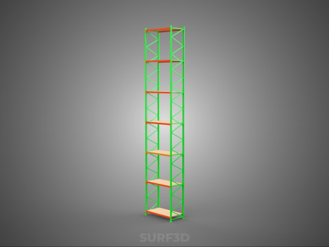 TOWER RACK UPRIGHT VERTICAL WOOD METAL WAREHOUSE SHELVES STORAGE Model 3D