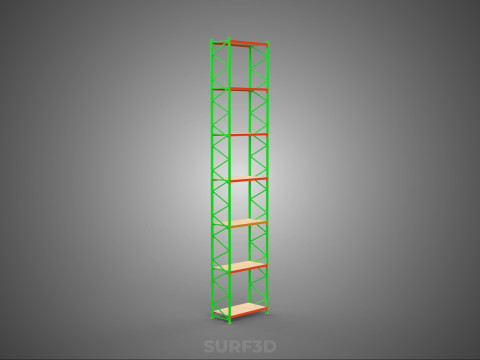 TOWER RACK UPRIGHT VERTICAL WOOD METAL WAREHOUSE SHELVES STORAGE Model 3D