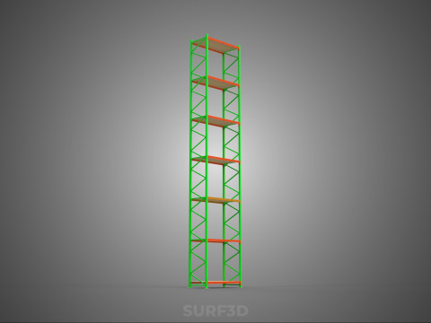 TOWER RACK UPRIGHT VERTICAL WOOD METAL WAREHOUSE SHELVES STORAGE Model 3D