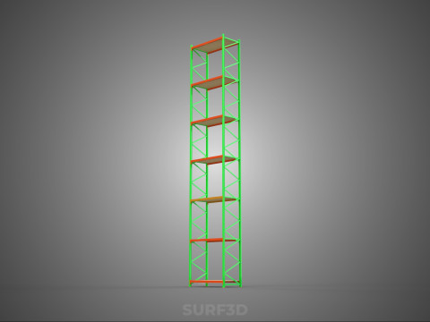 TOWER RACK UPRIGHT VERTICAL WOOD METAL WAREHOUSE SHELVES STORAGE Model 3D
