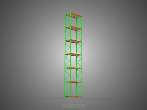 TOWER RACK UPRIGHT VERTICAL WOOD METAL WAREHOUSE SHELVES STORAGE Model 3D