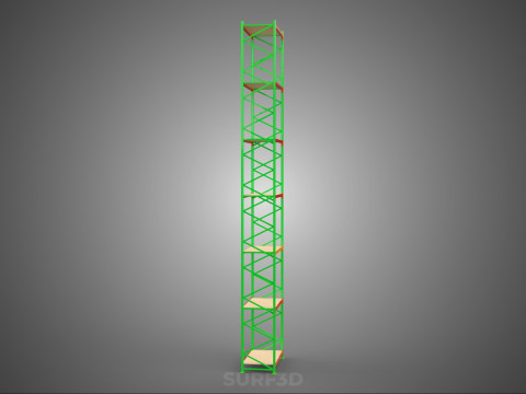 TOWER RACK UPRIGHT VERTICAL WOOD METAL WAREHOUSE SHELVES STORAGE Model 3D