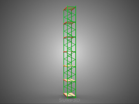 TOWER RACK UPRIGHT VERTICAL WOOD METAL WAREHOUSE SHELVES STORAGE Model 3D