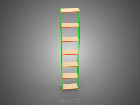 TOWER RACK UPRIGHT VERTICAL WOOD METAL WAREHOUSE SHELVES STORAGE Model 3D