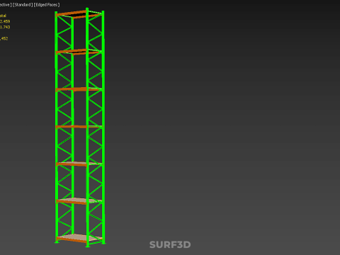 TOWER RACK UPRIGHT VERTICAL WOOD METAL WAREHOUSE SHELVES STORAGE Model 3D