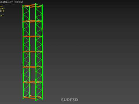 TOWER RACK UPRIGHT VERTICAL WOOD METAL WAREHOUSE SHELVES STORAGE Model 3D
