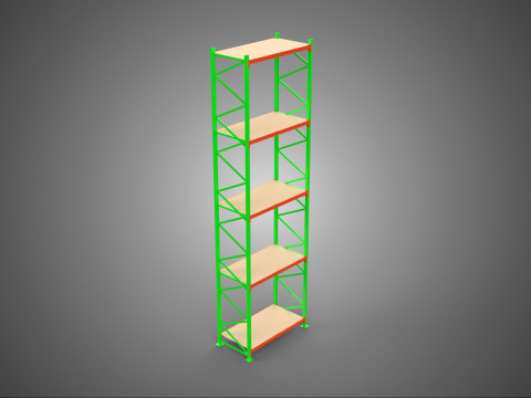 VERTICAL UPRIGHT TOWER WOOD STEEL METAL SHELVING STORAGE RACK UP Modello 3D