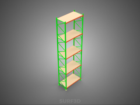 VERTICAL UPRIGHT TOWER WOOD STEEL METAL SHELVING STORAGE RACK UP Modelo 3D