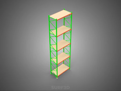VERTICAL UPRIGHT TOWER WOOD STEEL METAL SHELVING STORAGE RACK UP 3D Model