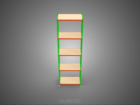 VERTICAL UPRIGHT TOWER WOOD STEEL METAL SHELVING STORAGE RACK UP Modelo 3D