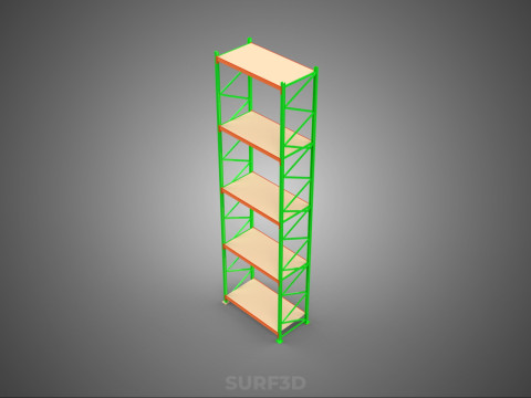 VERTICAL UPRIGHT TOWER WOOD STEEL METAL SHELVING STORAGE RACK UP Modelo 3D