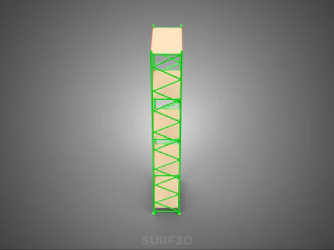 VERTICAL UPRIGHT TOWER WOOD STEEL METAL SHELVING STORAGE RACK UP 3D Model