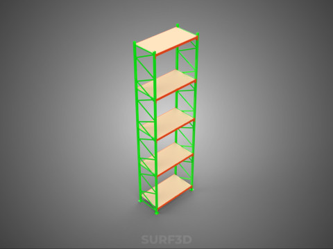 VERTICAL UPRIGHT TOWER WOOD STEEL METAL SHELVING STORAGE RACK UP Modelo 3D